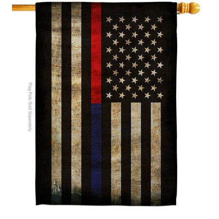 PATIO TRASERO 28 x 40 in. Thin Red & Blue Line House Flag w/Armed Forces Service Dbl-Sided Horizontal Flags PA3888799